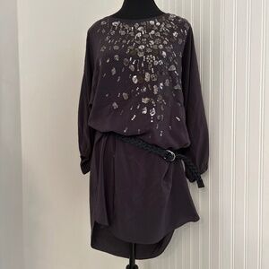 Designer Grey Silk Embellished Avant Garde Dress